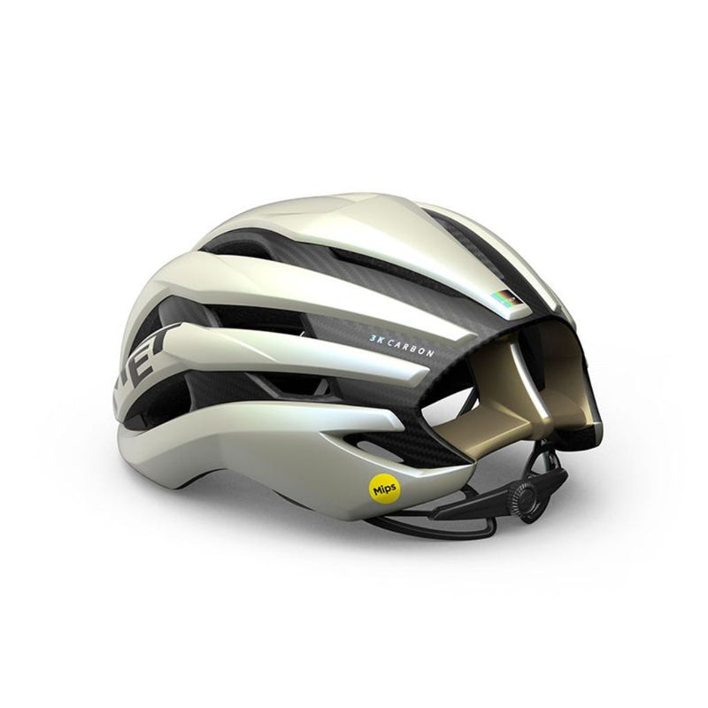 CASCO MET TRENTA 3K CARBON MIPS VAINILLA HIELO/ORO MATE