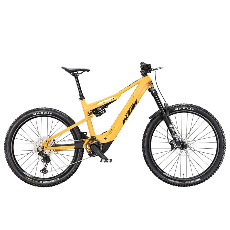 Bicicleta elétrica KTM Macina Prowler Exonic laranja transparente