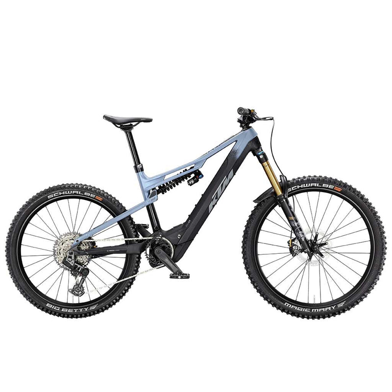 Bicicleta eléctrica KTM Macina Prowler Prestige T-TYPE 2025 - SHARK BLUE+METALLIC BLACK MATT (GREY+GOLD)